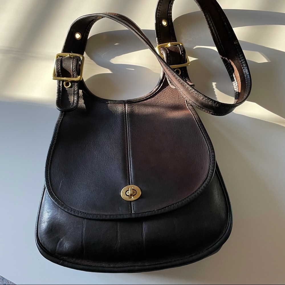 Vintage Coach 1970s NYC Crescent Bag Mocha Brown